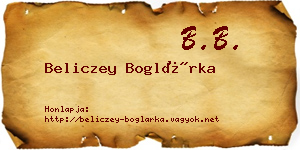 Beliczey Boglárka névjegykártya